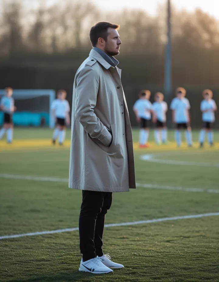 A scout watches a youth match from the touchline
